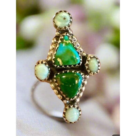 Sonoran Gold & Paloma Turquoise Sterling Silver Ring Adjustable - Picture 3 of 7